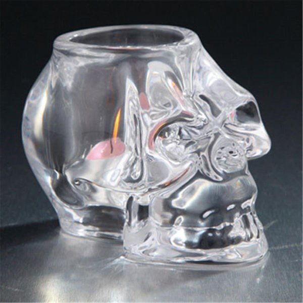 Friends Are Forever 5.5 x 5.5 x 4 in. Glass Skull Candle Holder; Clear FR62105